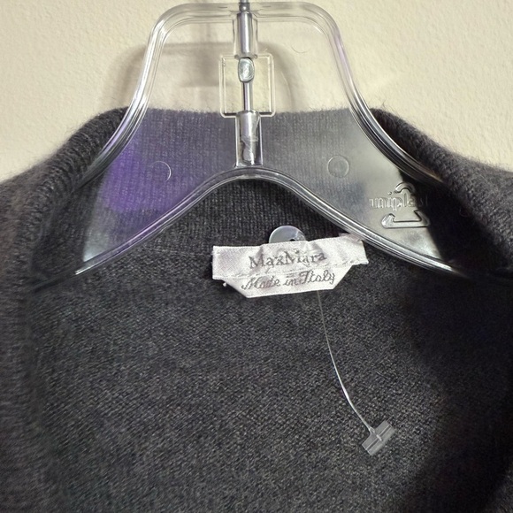 Max Mara Cardigan Hook Eye Front Heather Gray Wool Cashmere Long Sleeve L XL - Picture 3 of 4